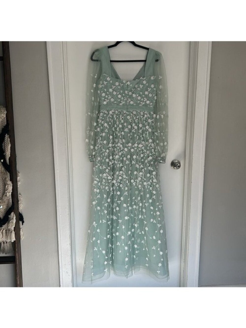bcbgmaxazria 6 Cheyenne Appliqué Mint Lace Evening Dress Light Green Gown Prom - Picture 6 of 16
